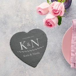 Sottobicchiere personalizzato per matrimonio cuore