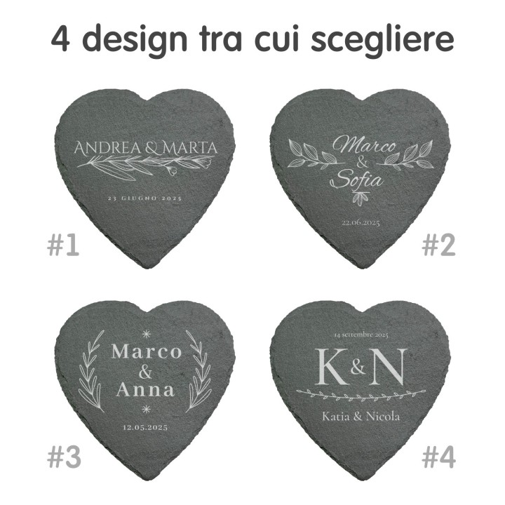 Sottobicchiere personalizzato per matrimonio cuore