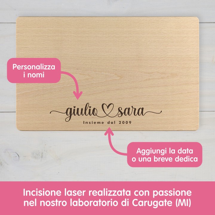 Tagliere personalizzato per coppie Cuore