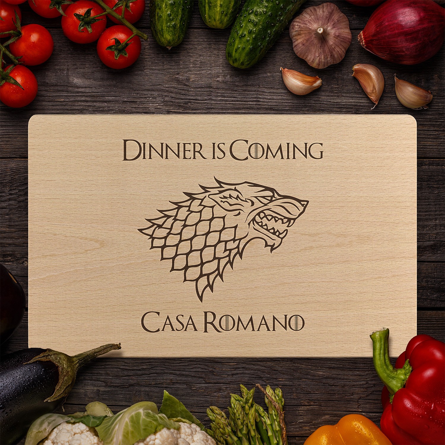 Tagliere personalizzato La cena sta arrivando