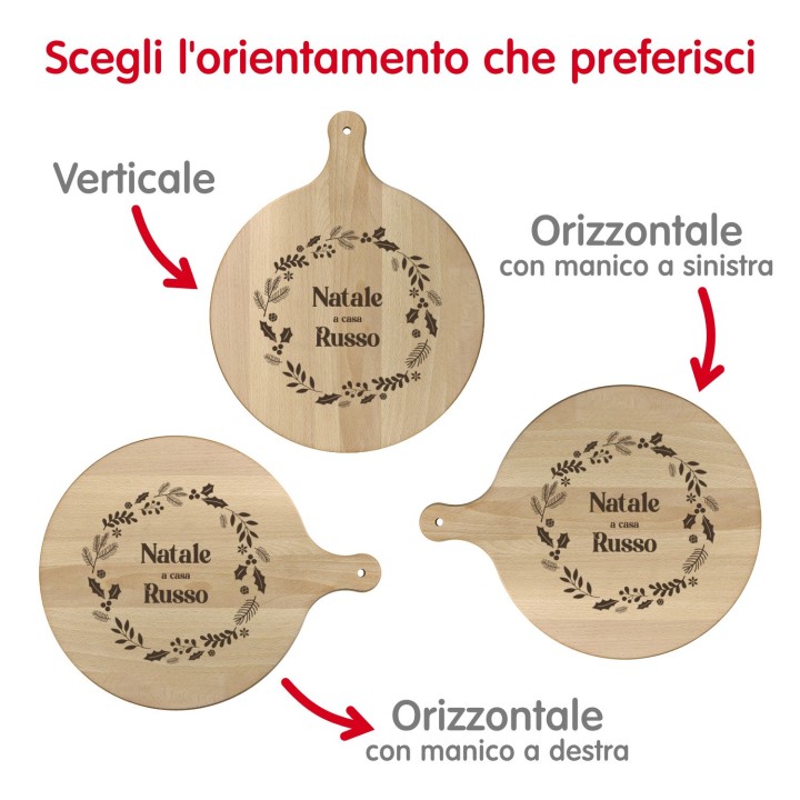 Tagliere personalizzato Natale in famiglia rotondo