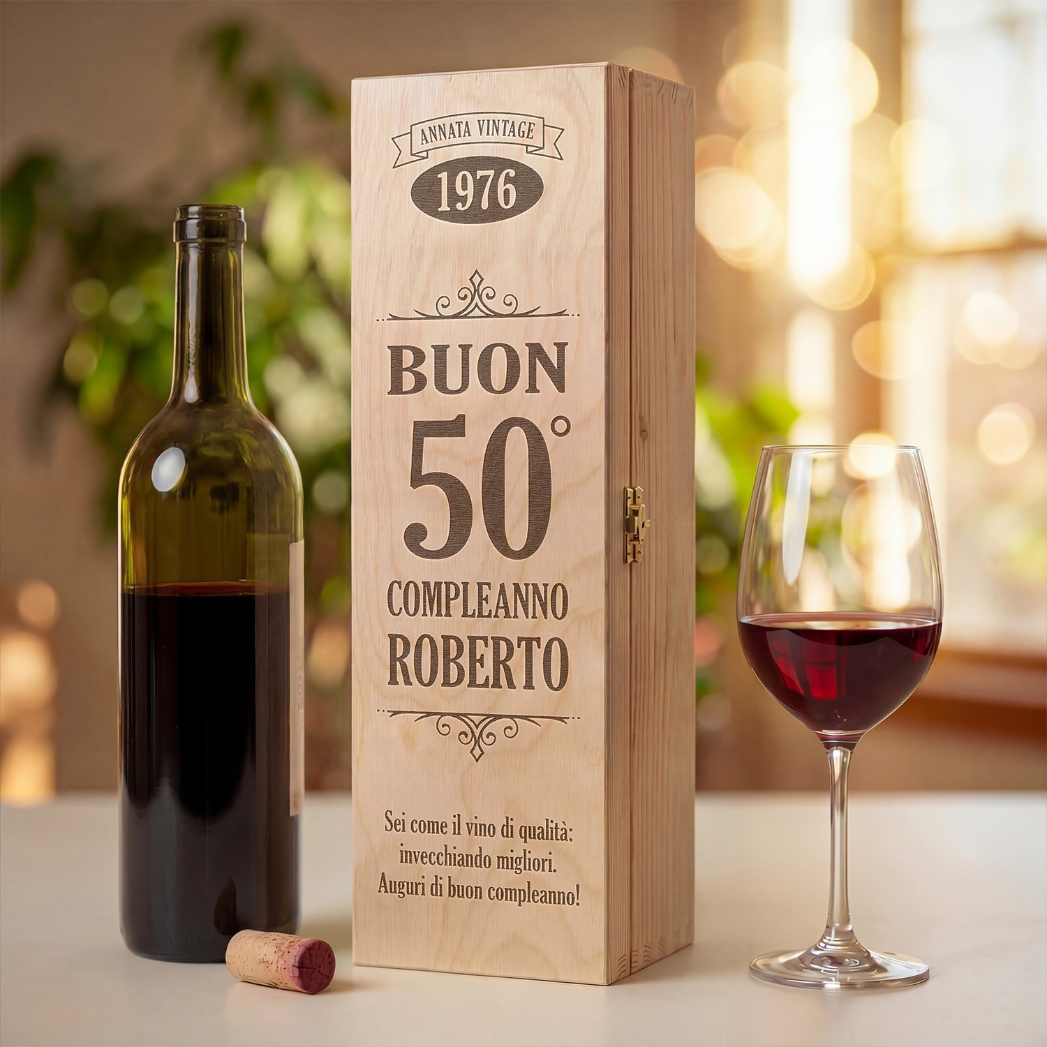 Cassetta per vino personalizzata per compleanno