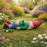 Nano da giardino ubriaco - Sdraiato