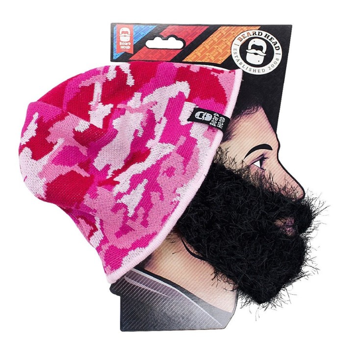 Cappello con barba cespuglioso mimetico rosa