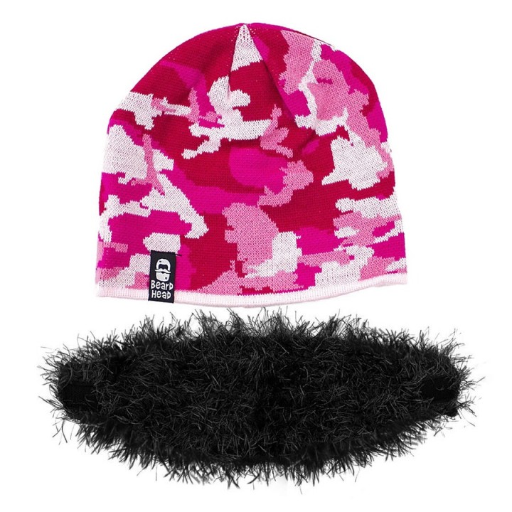 Cappello con barba cespuglioso mimetico rosa