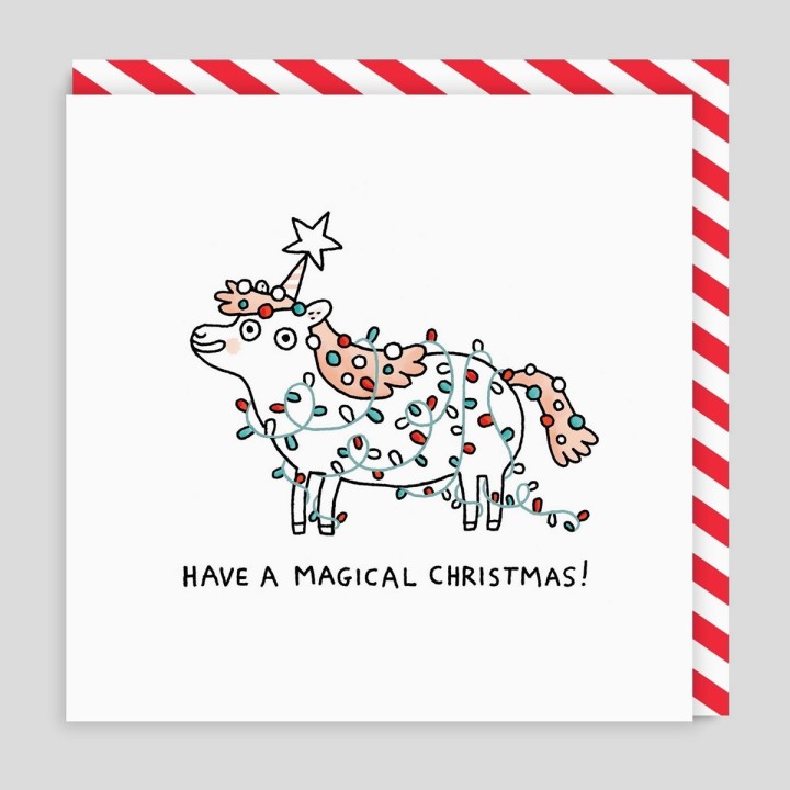 Biglietto di auguri di Natale Unicorno magico