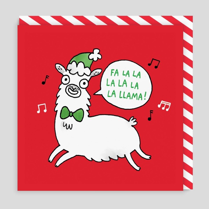Biglietto di auguri di Natale Lama canterino