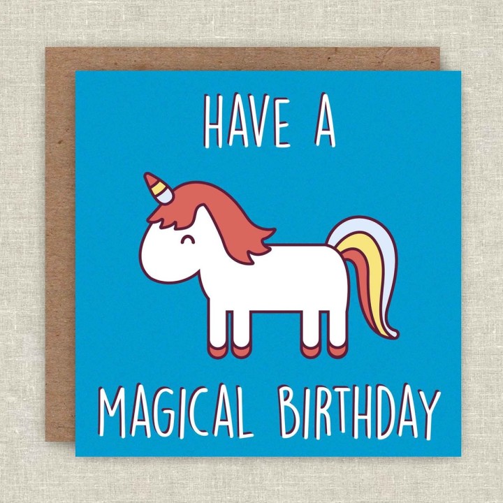 Biglietto di compleanno Unicorno Chibi