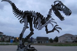 Lo scheletro d’acciaio di un Velociraptor velociraptor-d'acciaio