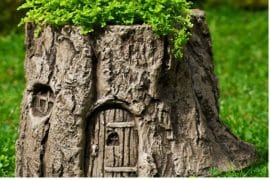 Casetta da gnomo portafiori fiorera tronco