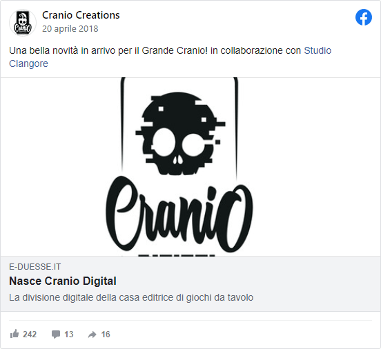 Facebook post - Nasce Cranio Digital