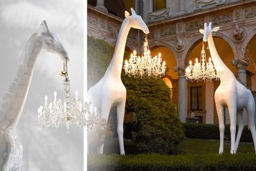 Giraffa in scala 1:1 con lampadario