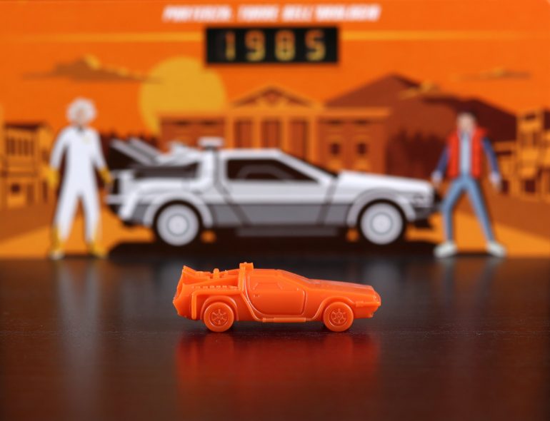 Back to the future: Dice through time (DeLorean arancione)