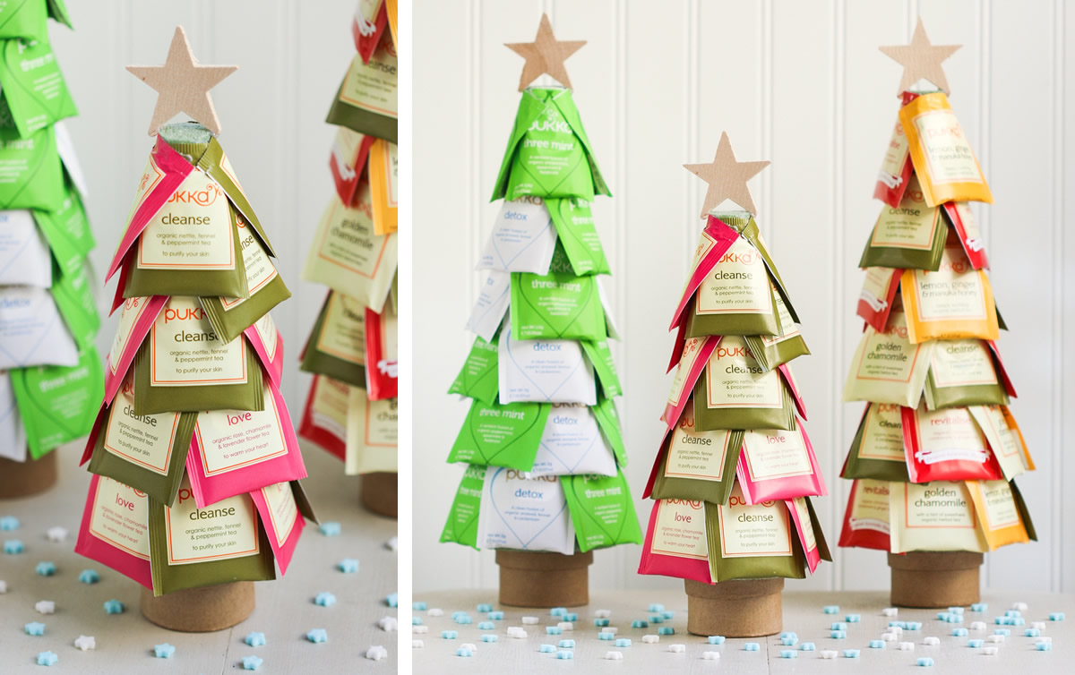 Albero di Natale con bustine di te