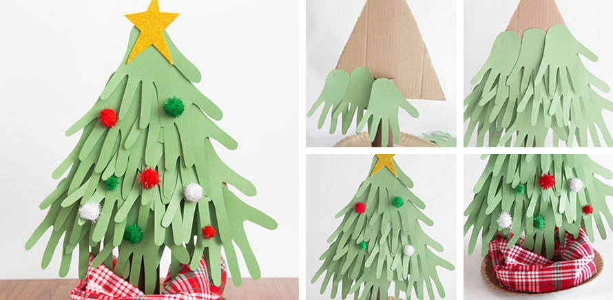 Albero di Natale con le sagome delle mani