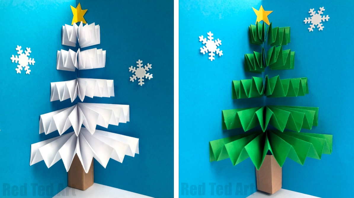 Biglietto di auguri con albero di Natale pop-up