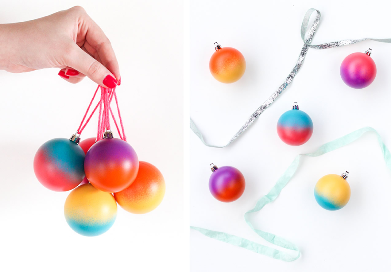 Palline di natale con gradiente cromatico