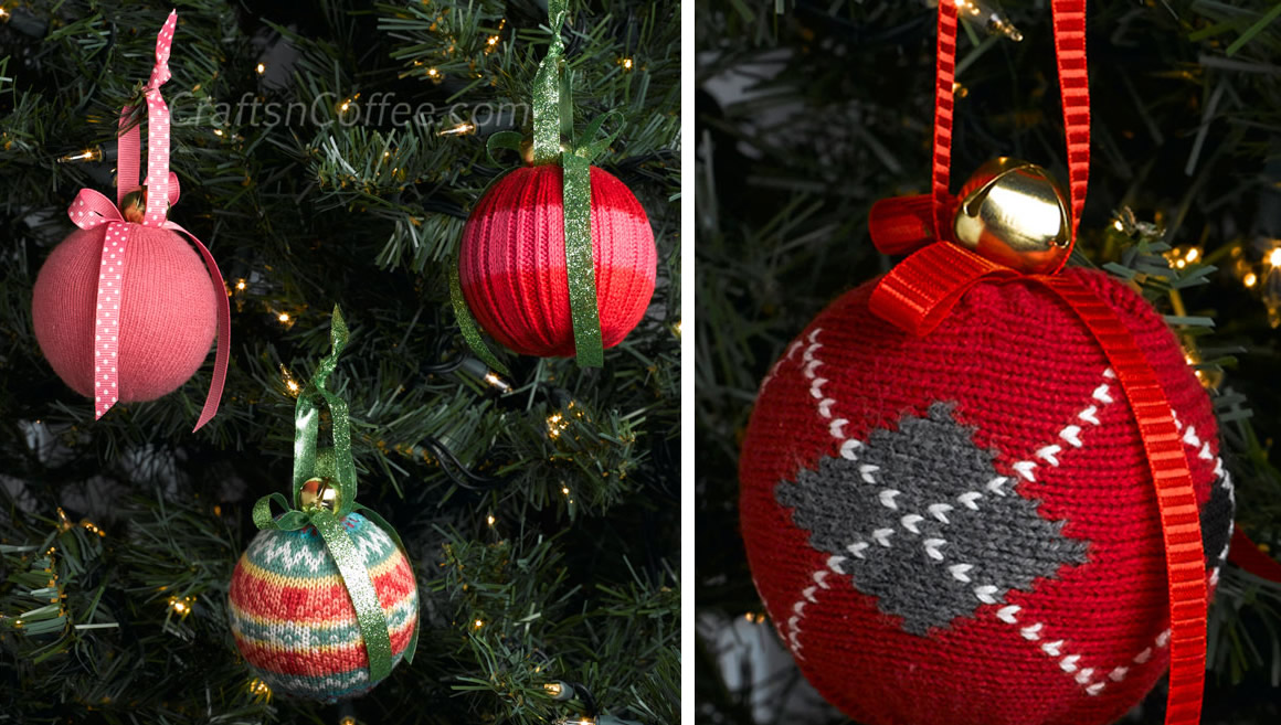 Palline di natale con maglioni riciclati