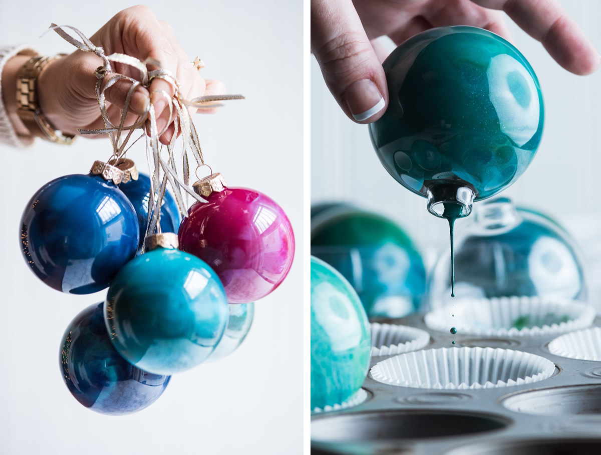 Palline di Natale con pastelli a cera sciolti