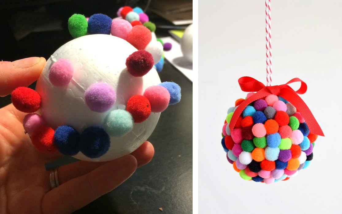 Palline di Natale con pom pom