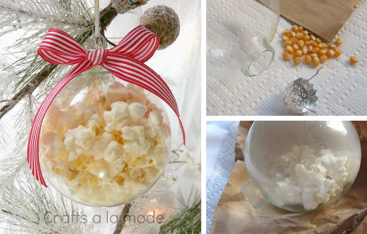Palline di natale riempite con pop-corn
