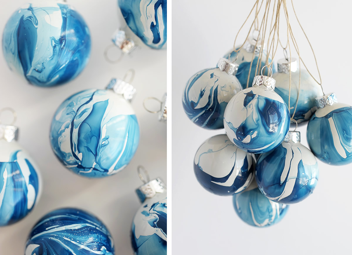 Palline di natale effetto marmo
