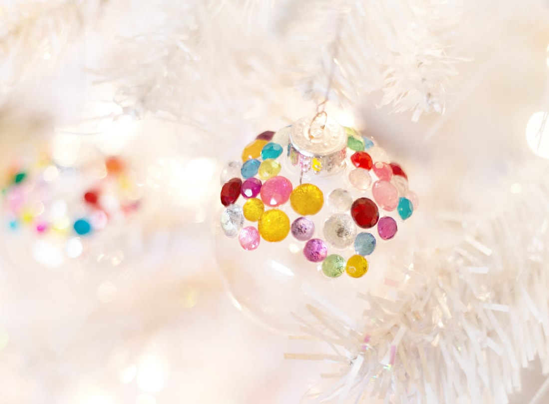 Palline di natale in vetro ricoperte con strass