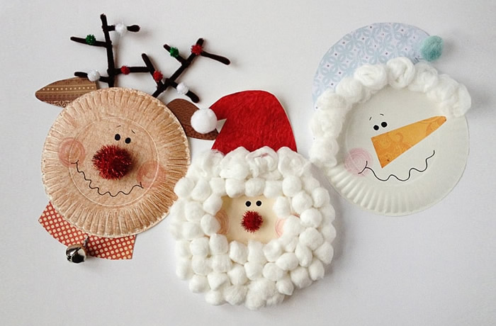 Piatti di carta renna, Babbo Natale e pupazzo di neve