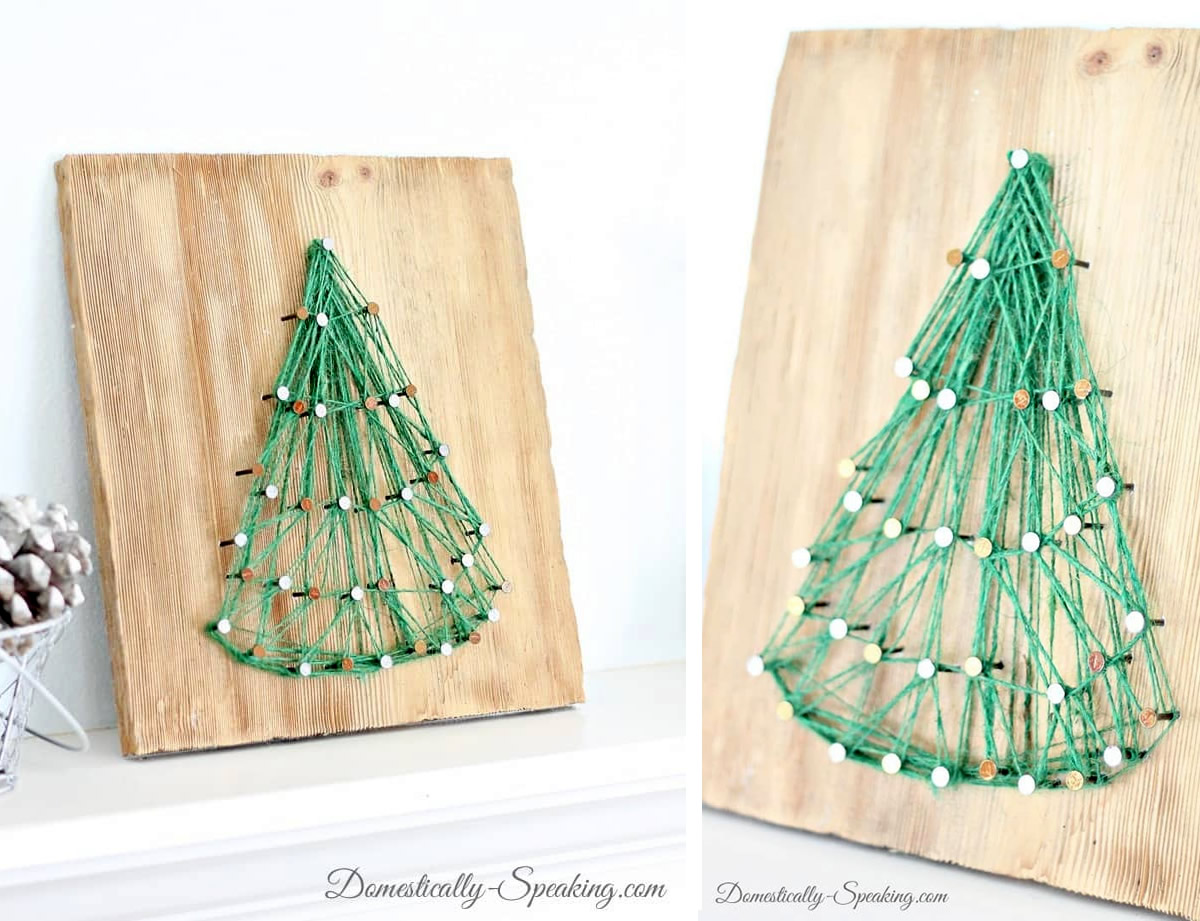 Albero di Natale con filo su tavoletta