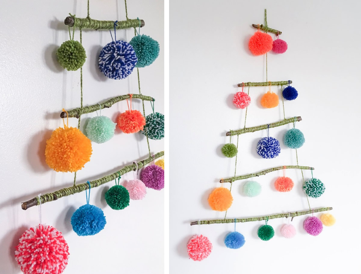 Albero di Natale con pom pom