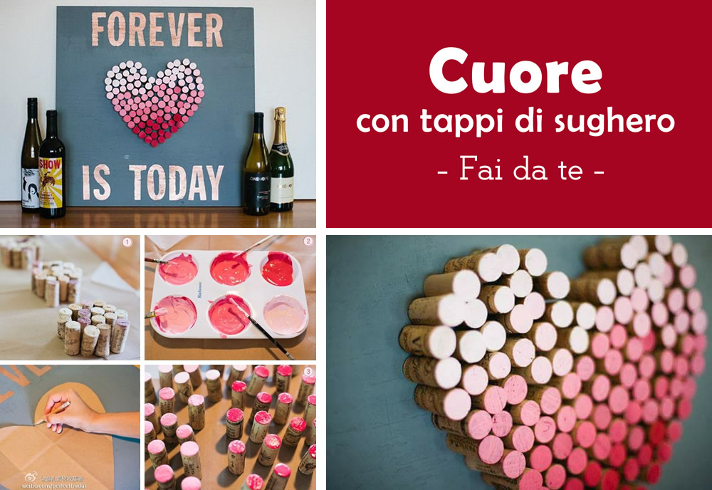 Cuore fai da te con tappi di sughero