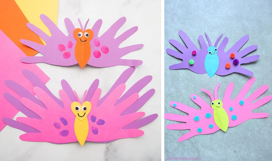 Biglietto farfalla con la sagoma delle mani