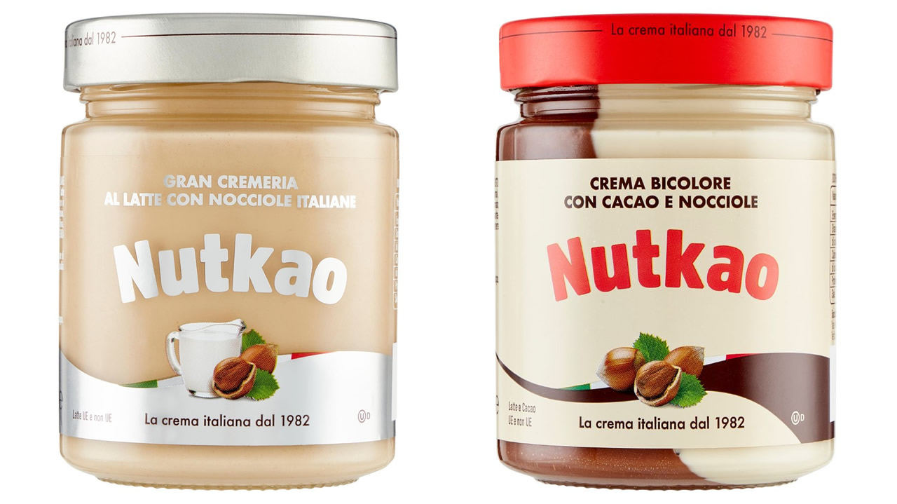 Crema spalmabile bianca e bicolor Nutkao