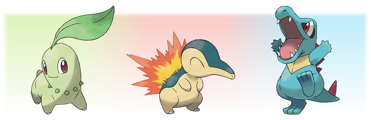 Pokemon starter g2 (Chikorita, Cyndaquil e Totodile)