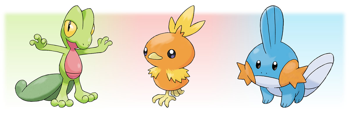 Pokemon starter g3 (Treecko, Torchic e Mudkip)