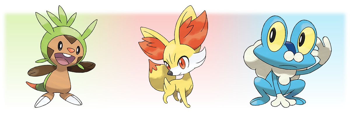 Pokemon starter g6 (Chespin, Fennekin e Froakie)