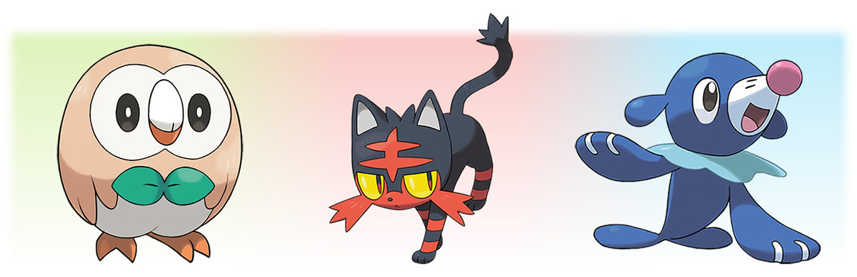 Pokemon starter g7 (Rowlet, Litten e Popplio)