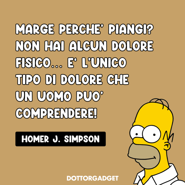 Frasi Homer Simpson (Marge perché piangi? Non hai alcun dolore fisico... è l'unico tipo di dolore che un uomo può comprendere!)